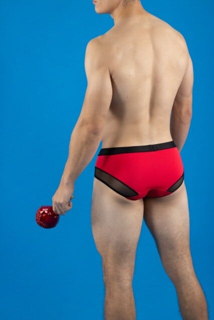 Slip rojo brief con transparencias