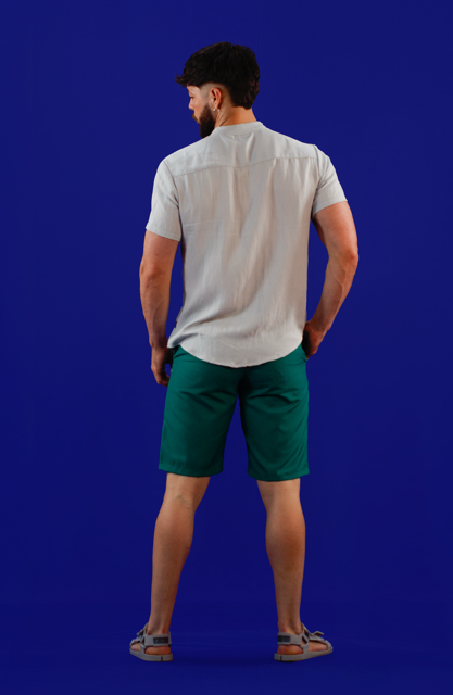 Camisa gris y bermuda verde